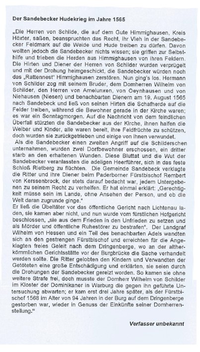 1565    Hudekrieg zw. Himmighausen und Sandebeck